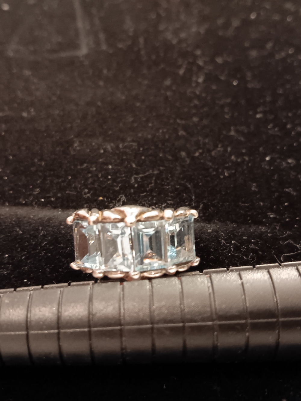 Sterling Silver Blue Topaz Three-Stone Band